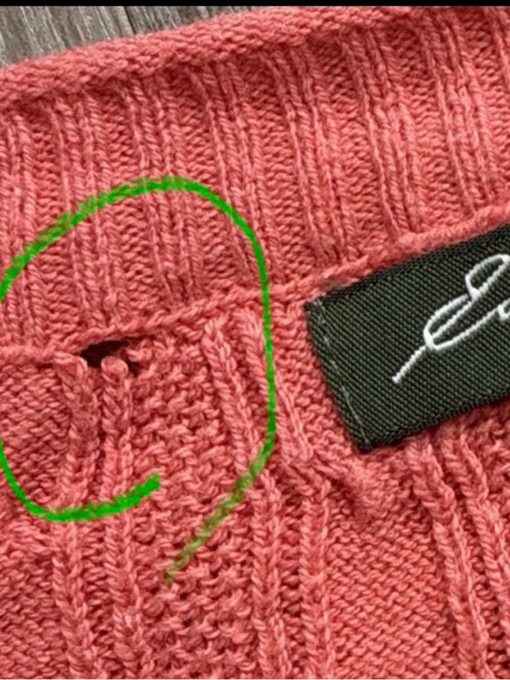Eddie Bauer Cotton Blend Cable Knit Ruffle Accent Coral Pink Cardigan Size XL